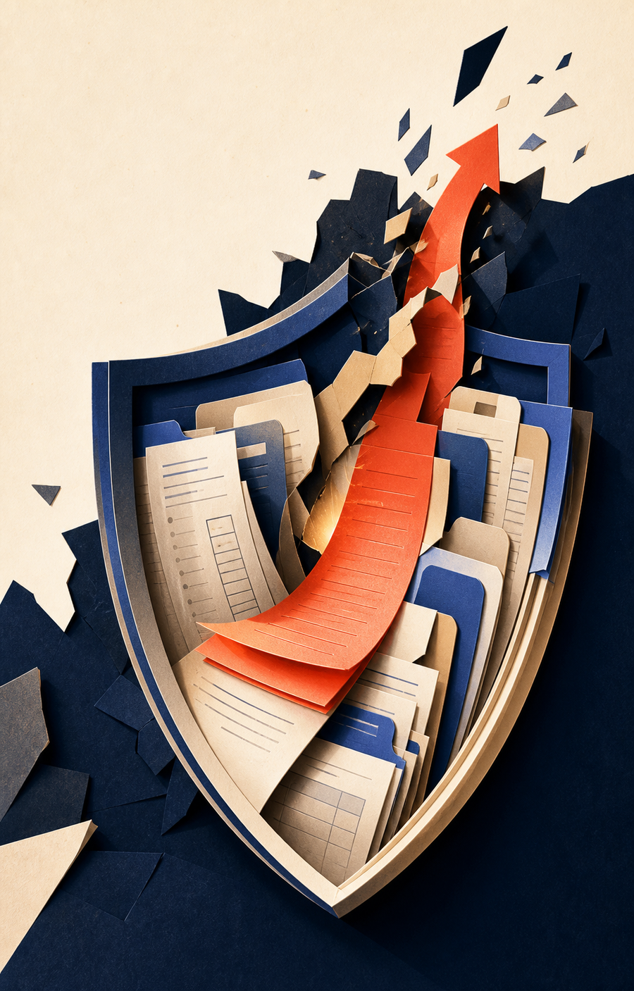 Layered appeal documents forming a protective shield and breaking through a denial barrier